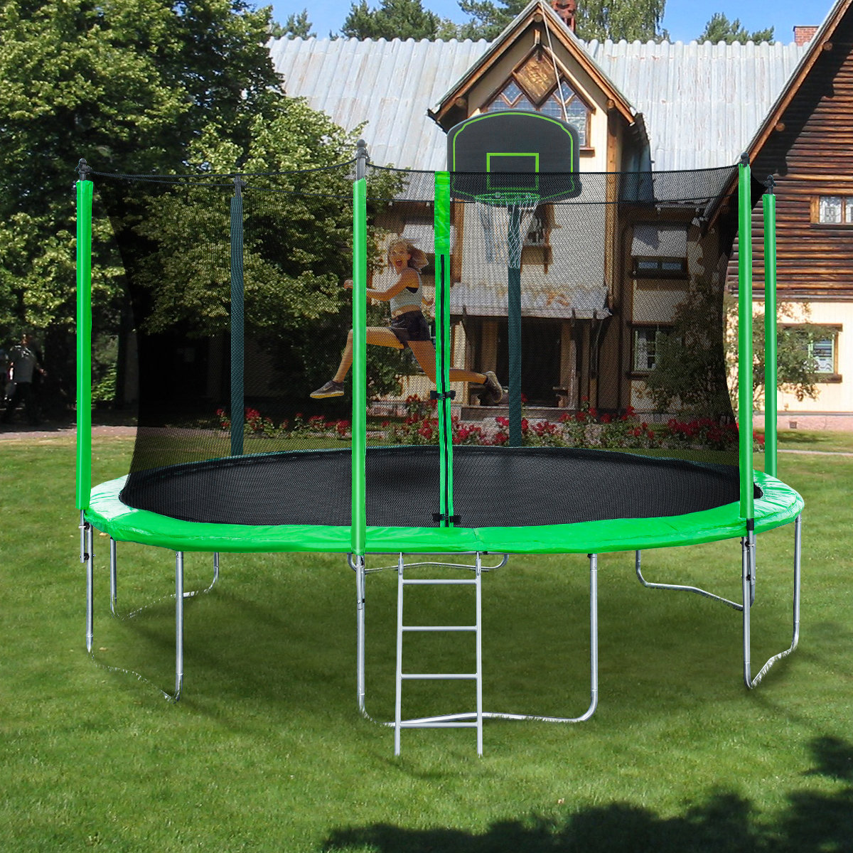 MVPAUL 168' Round Backyard Trampoline with Safety Enclosure Wayfair