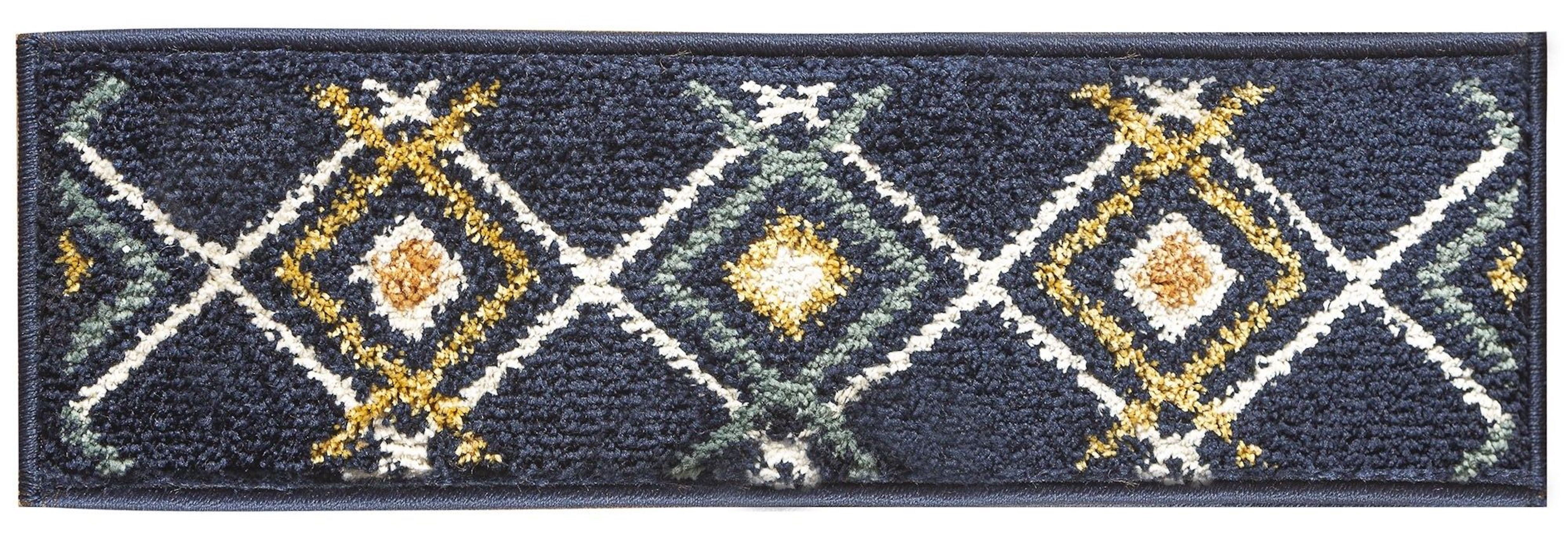 17 Stories Ludwick Stair Edging Blue/Brown 9"x28" Machine Washable Shag