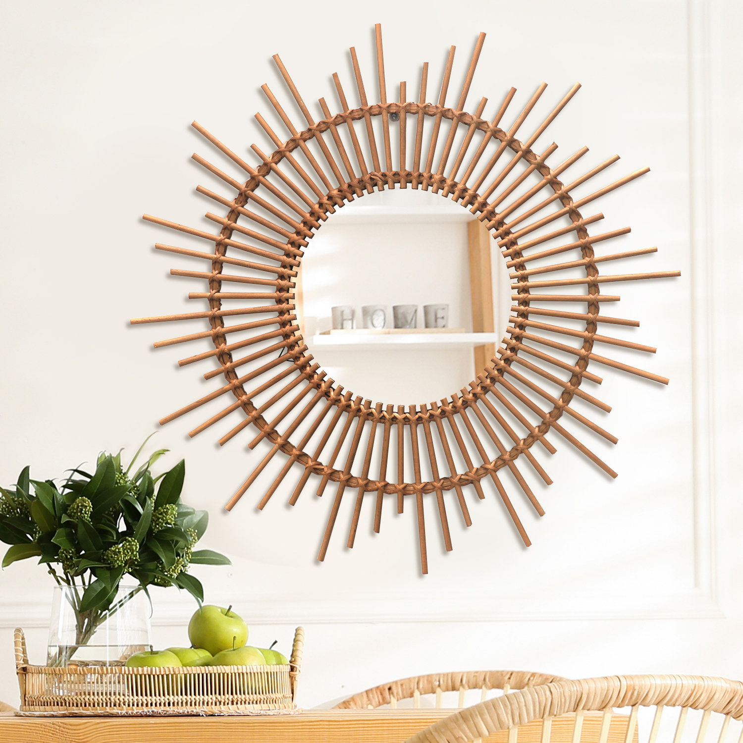Bayou Breeze Preas Sunburst Rattan Wall Mirror Wayfair