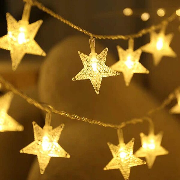 Christmas Moon Star LED Hanging Light Fairy String Window Xmas Decor Party Decor 