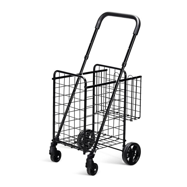 Foldable Outdoor Shopping Cart Dolly Basket Trolley Adjustable Handle Silver