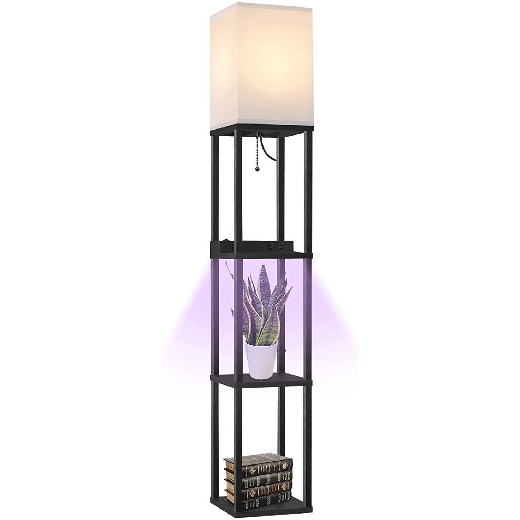 Latitude Run® Floor Lamp With Shelves For Living Room, Shelf Floor Lamp
