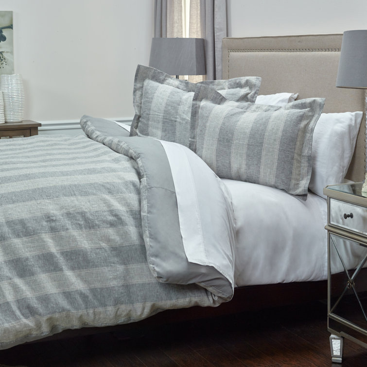Joss & Main Donnell Gray Linen 1 Duvet Cover Set & Reviews Wayfair