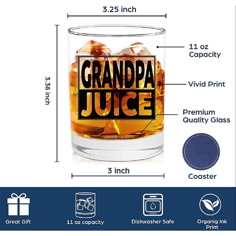 Funny Birthday Retirement Fathers Day Gift for Grandpa Papa Papa Juice Whiskey Glass