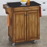 Delana Granite Top Kitchen Cart by Charlton Home®