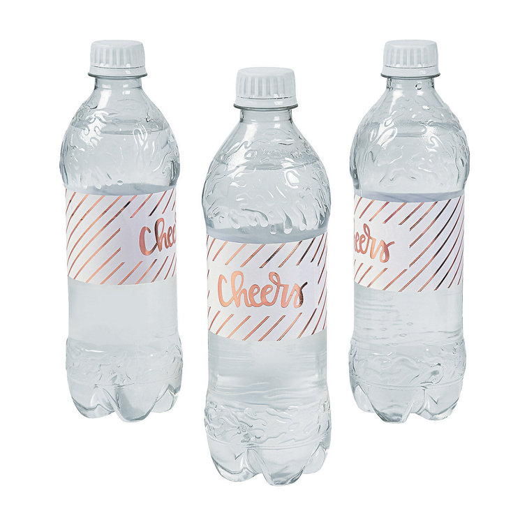 Rose Gold Cheers Water Bottle Labels, Party Supplies, 50 Pieces