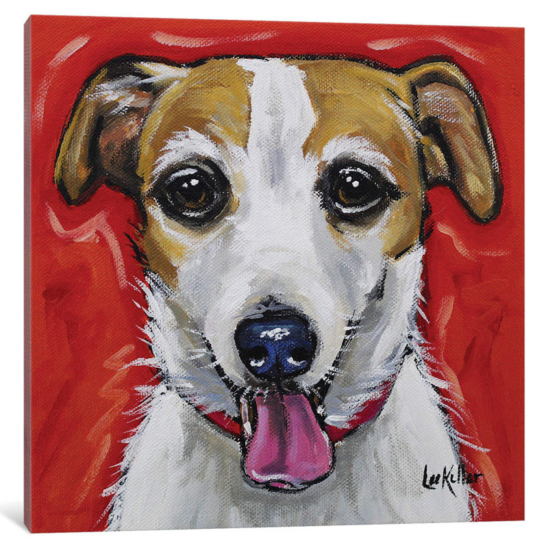 East Urban Home Hippie Hound Studios Jack Russell Ginny Print On Wrapped Canvas Wayfair