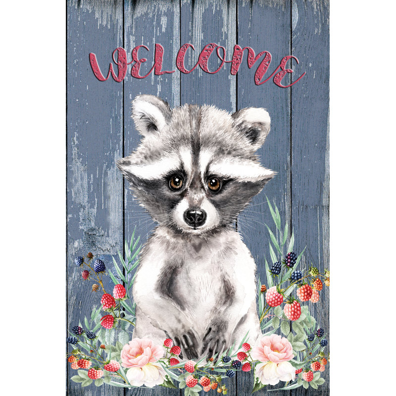 Flags Galore Decor And More Raccoon On Welcome 2 Sided Polyester 18 X 12 In Garden Flag Wayfair