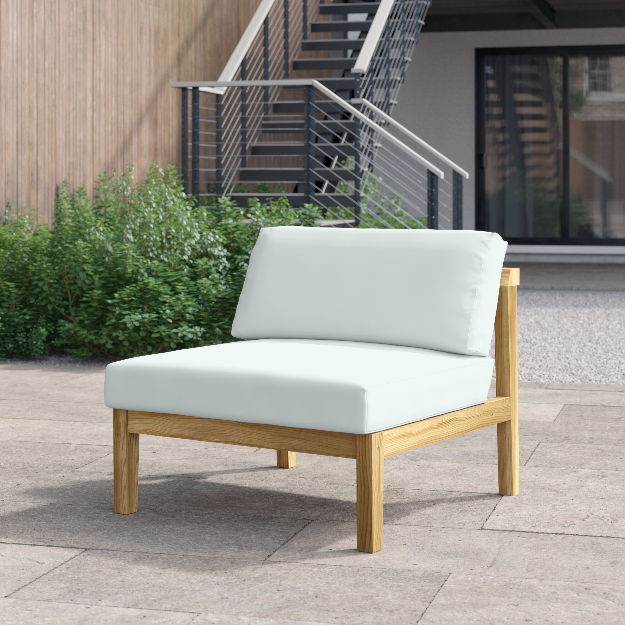 Foundstone Annalese Teak Patio Chair With Cushions Reviews Wayfair Ca