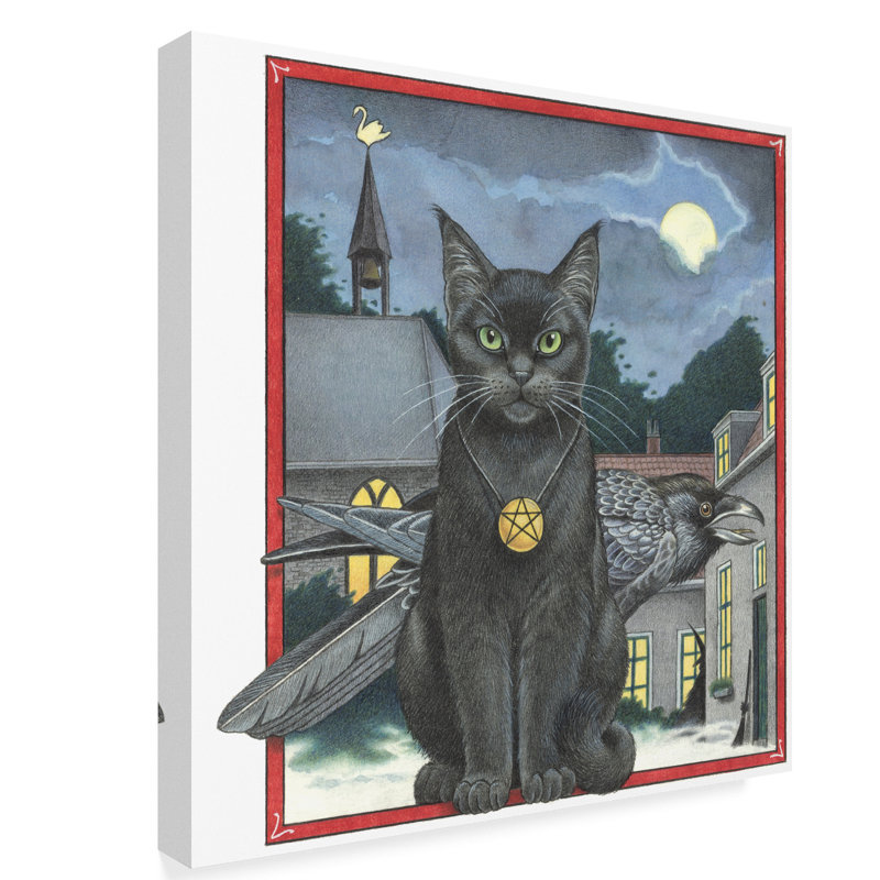 Trademark Art Halloween Black Cat Acrylic Painting Print On