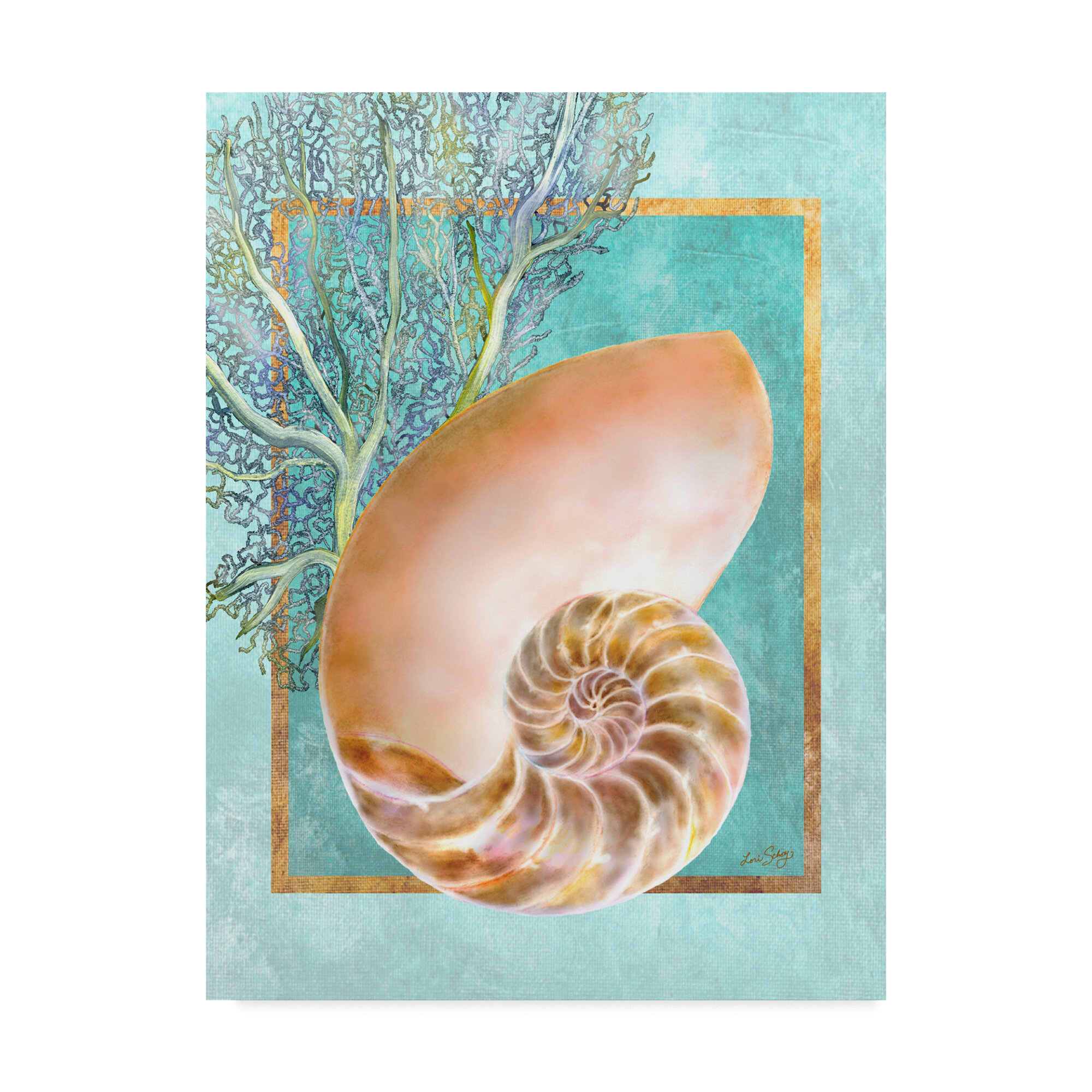 Highland Dunes Nautilus Shell And Coral Acrylic Painting Print On Wrapped Canvas Wayfair