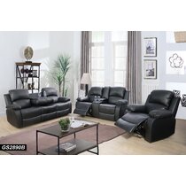 Traditional Living Room 2-Piece Sofa Loveseat & Chair Couch Set Faux Leather