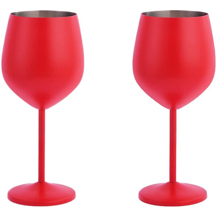 12 oz Stainless Steel Wine Glasses 18/8 Double Wall Insulated Goblets Set of 2 