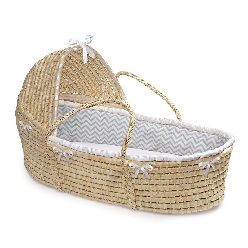 Harriet Bee Defreitas Natural Hooded Moses Basket With Bedding