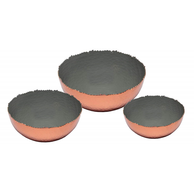 6 Color Set of 3 Bowls Black 9 and 12 Melange Home Decor Copper Collection