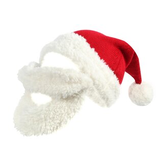 NWT 4 BE JOLLY CHRISTMAS RED & WHITE SANTA'S HAT WITH POMPOM & FAUX FUR 