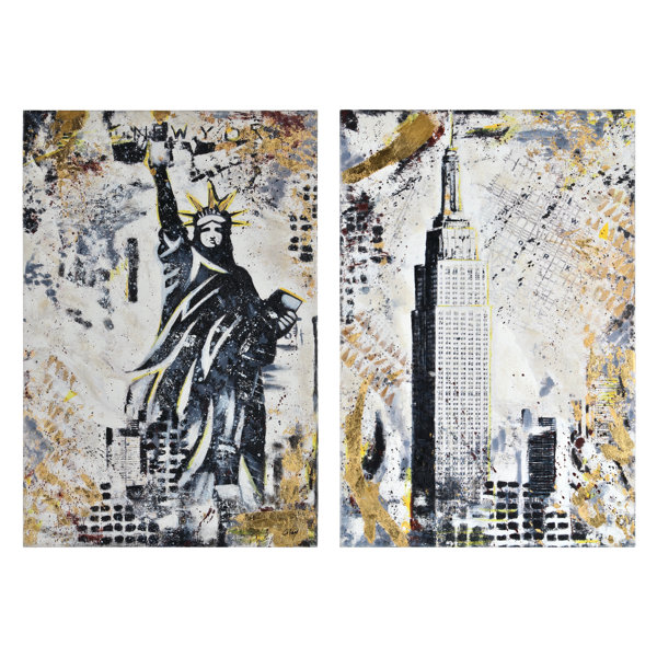 Brayden Studio New Amsterdam 2 Piece Oil Painting Print Set On