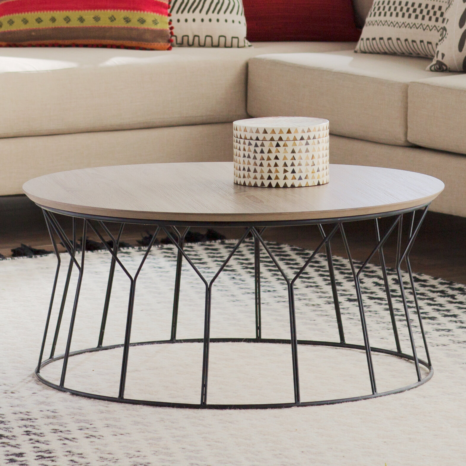 [Get 32+] Round Wood Coffee Table With Black Metal Legs