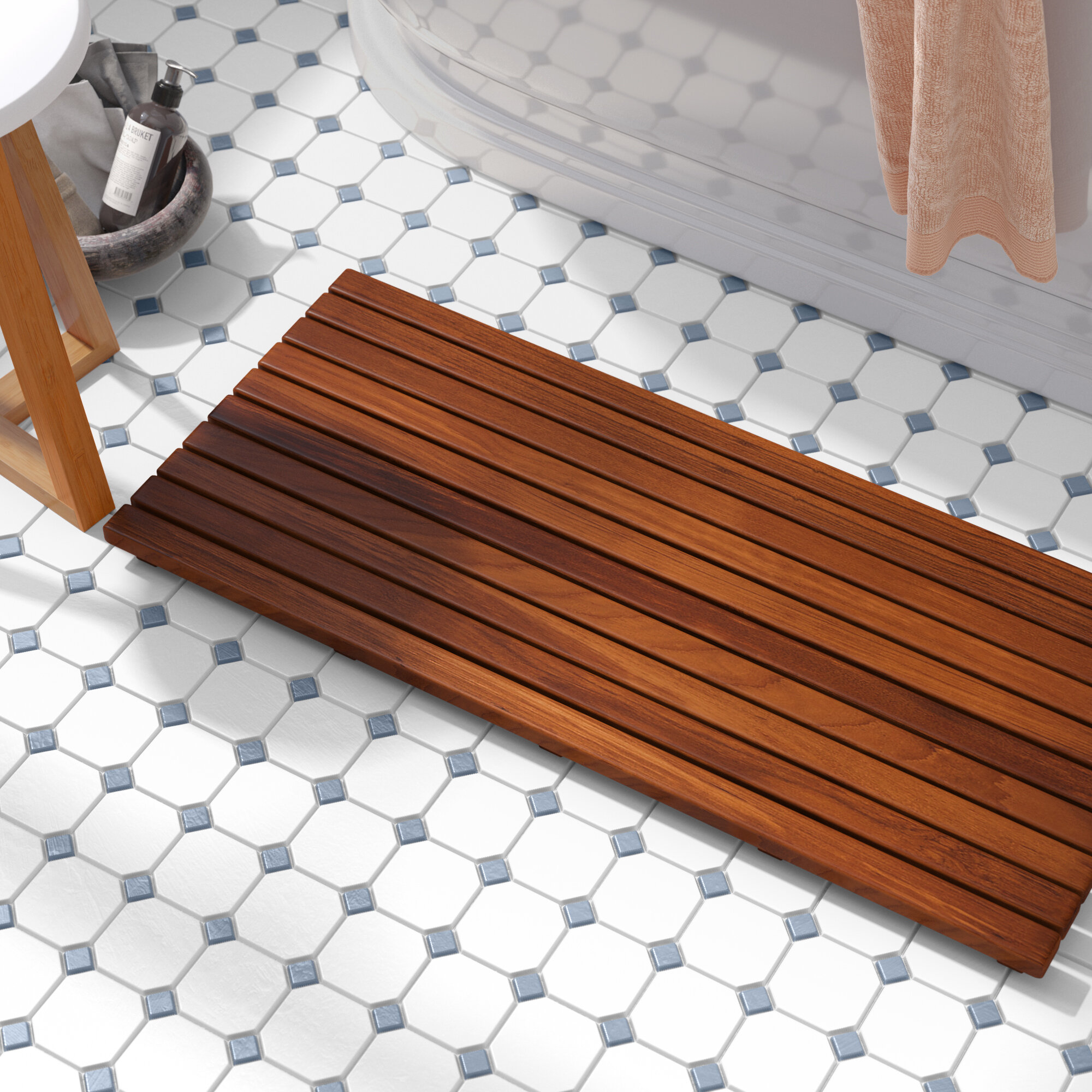 teak bathroom mat