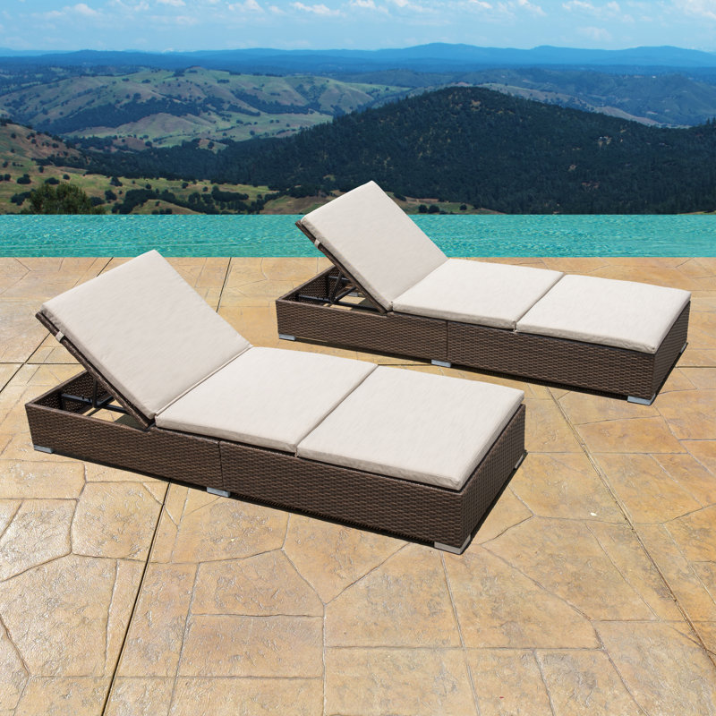 Brayden Studio Trombley Outdoor Wicker Reclining Chaise Lounge With Trombley Outdoor Wicker Reclining Chaise Lounge With Cushion