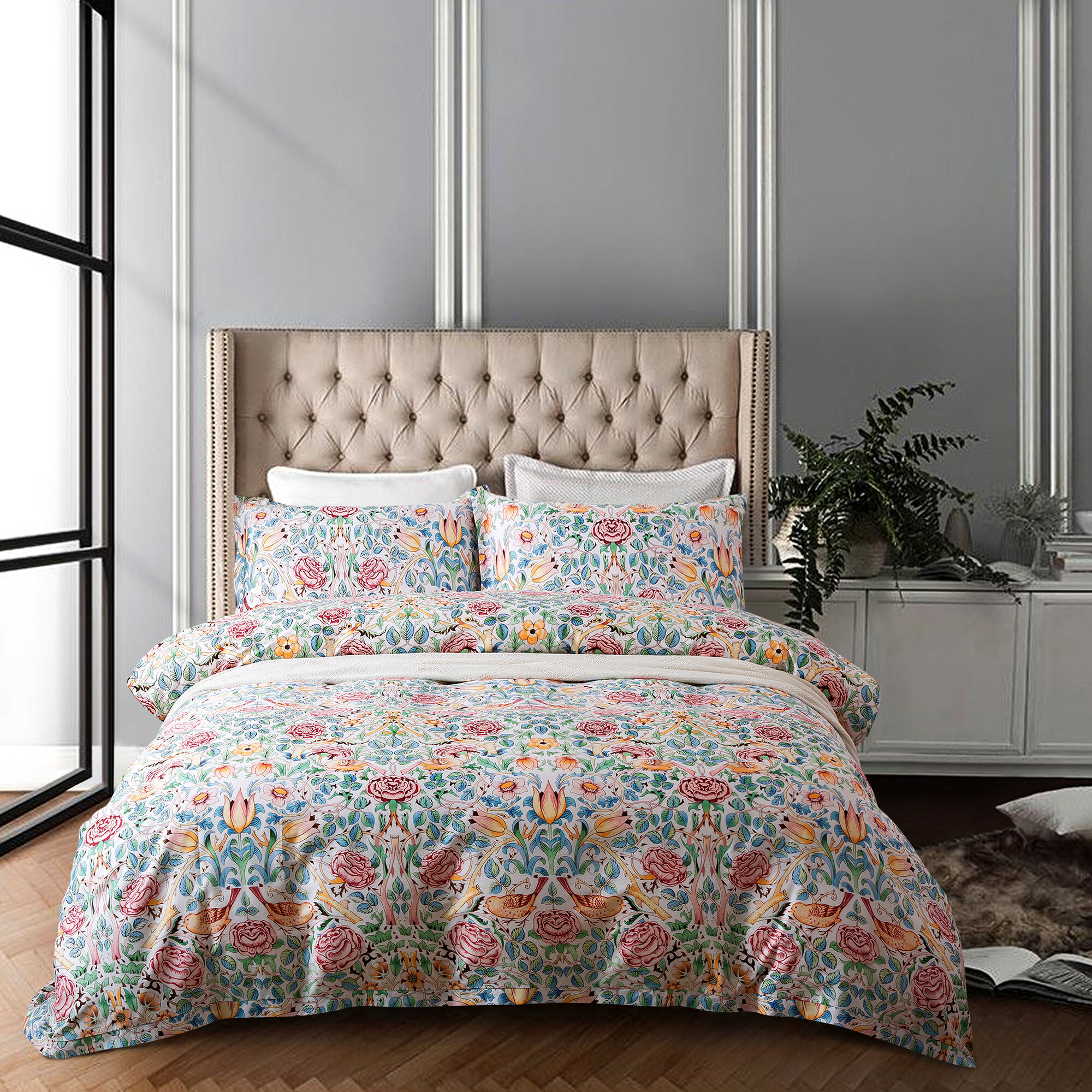 3 Pcs 400TC Duvet Cover Sets Cotton Sateen Beddings Pillow Quilt/Doona Covers 