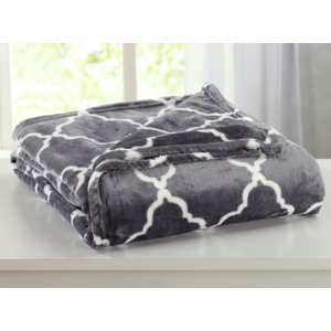 Ultra Velvet Plush Super Soft Printed Bed Blanket with Lattice Scroll
