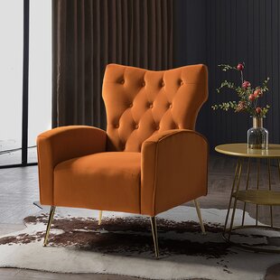 orange wingback accent chair