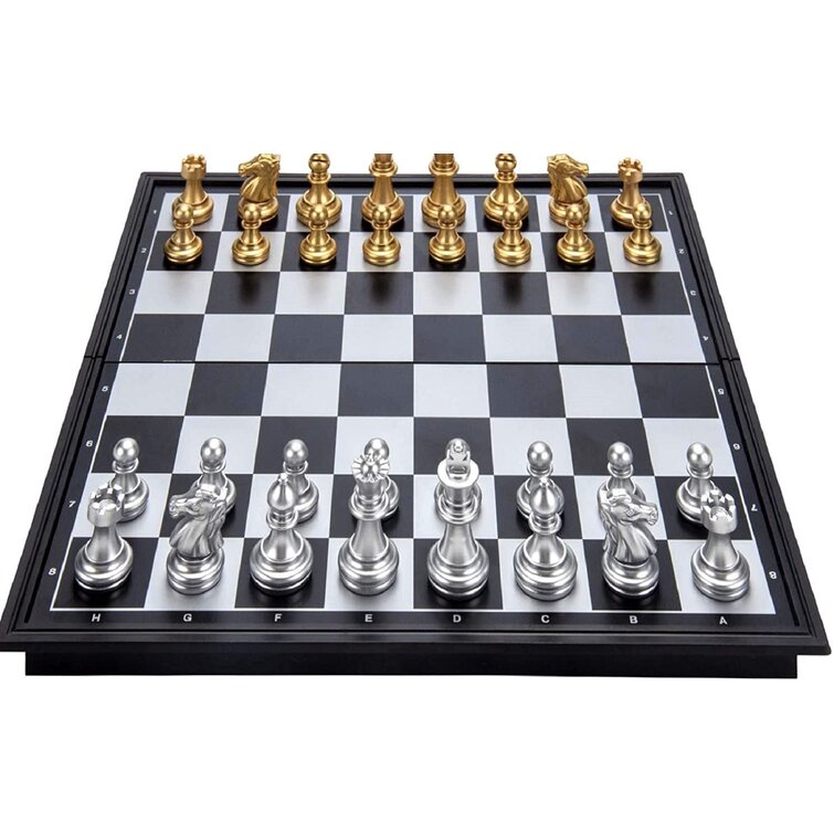International Chess Folding Wooden Chess Set Portable Travel Wooden Board Games Chess Set for Kids and Adults 