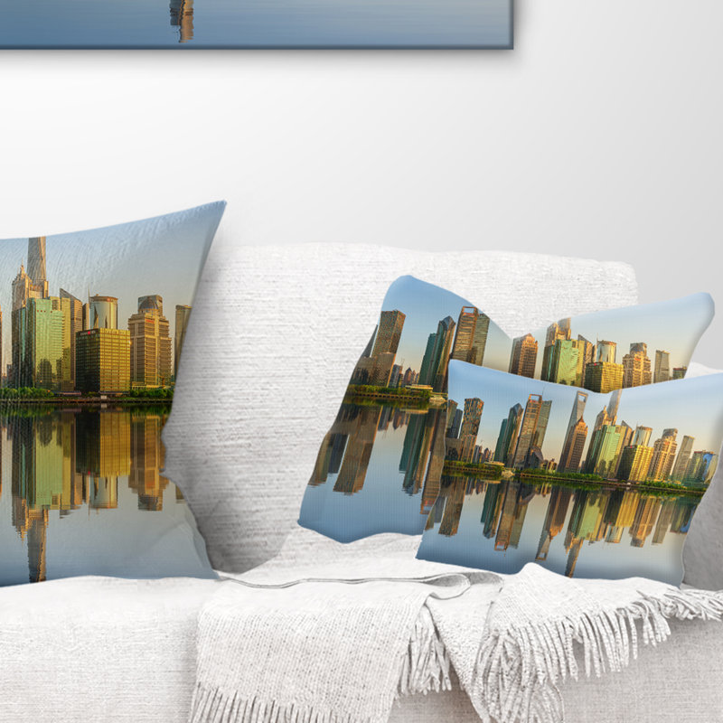East Urban Home Cityscape Shanghai Huangpu River At Sunset Lumbar Pillow Wayfair