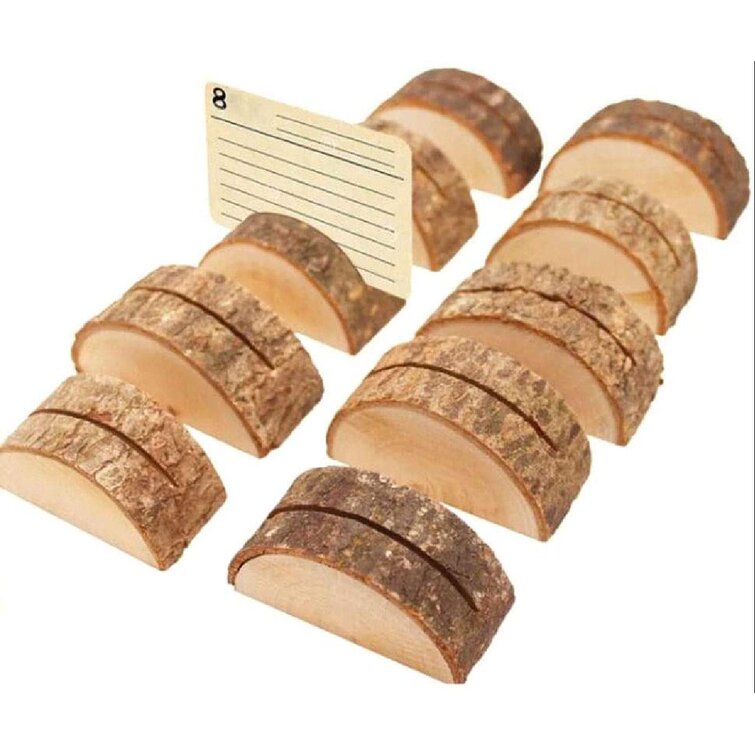 10pcs Rustic Wood Name Number Cards Clip Wedding Party Table Memo Holder  Decor 