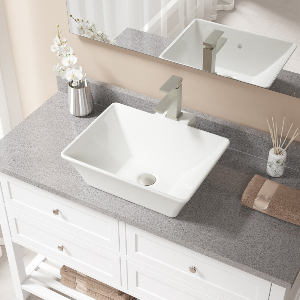 Mrdirect Vitreous China Rectangular Vessel Bathroom Sink With Faucet And Overflow Wayfair