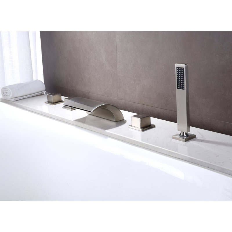 Sumerain Triple Handle Deck Mounted Roman Tub Faucet with ...