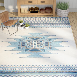 Pascal Hand-Tufted Aqua Wool Area Rug