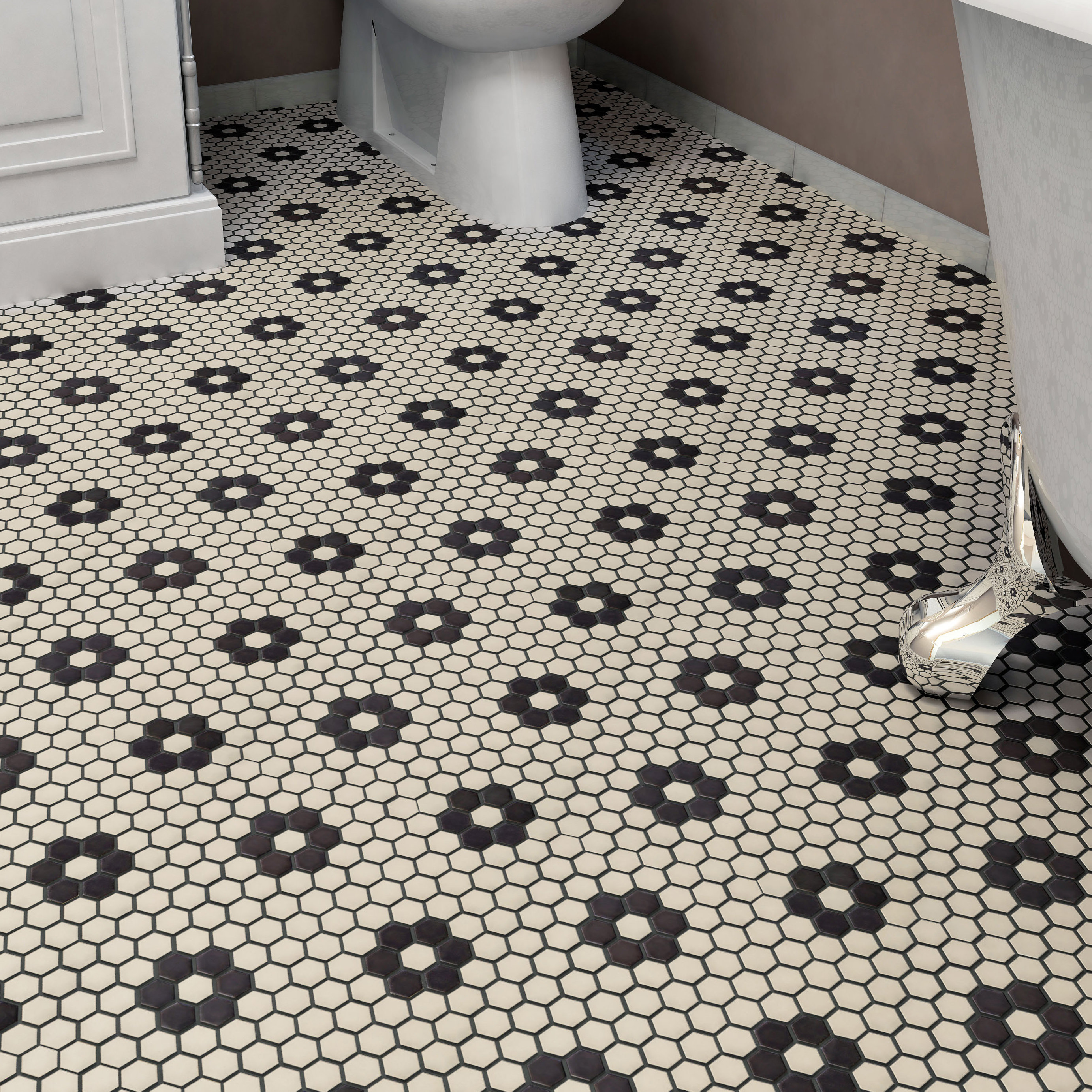 Elitetile New York Hexagon 0 875 X Porcelain Unglazed Mosaic Elitetile New York Hexagon 0 875 X Porcelain Unglazed Mosaic Tile In Antique White With Heavy Flower Reviews Wayfair
