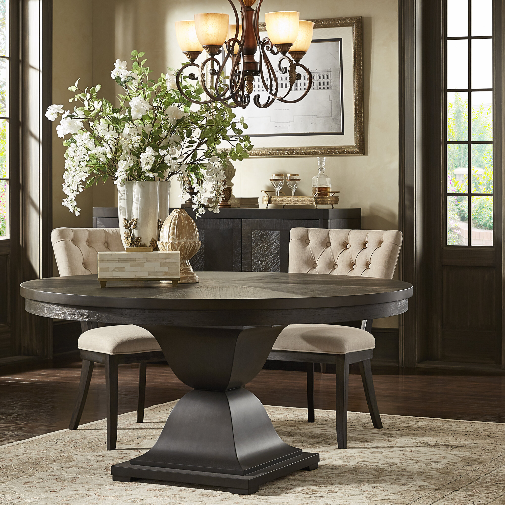 Solid Wood Formal Dining Room Sets - Christian Round Dining Set 481 Only 1 799 00 Formal Dining Set Round Dining Table 5 Piece Dining Set Silver Dining Table Dining Set Under 1500 Houston Furniture Store - Solid wood dining set blends in with basic furniture that is used in the dining room to make it complete.