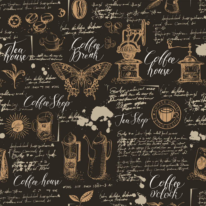Winston Porter Foulks Tea And Coffee Retro 10 L X 24 W Smooth Peel And Stick Wallpaper Roll Wayfair