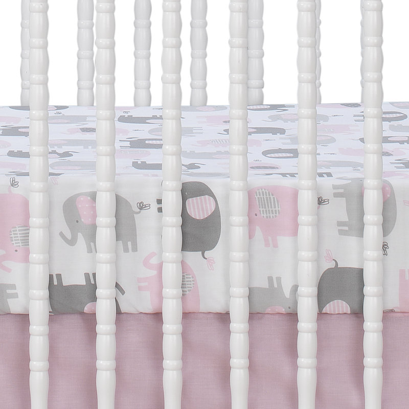 pink and grey elephant nursery bedding