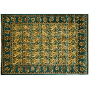 One-of-a-Kind Ottoman Hand-Knotted Green Area Rug