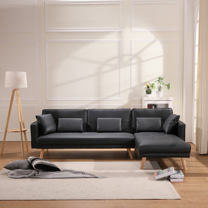 Corrigan Studio Hq Qili Leather Sofa With Chaise Faux Leather