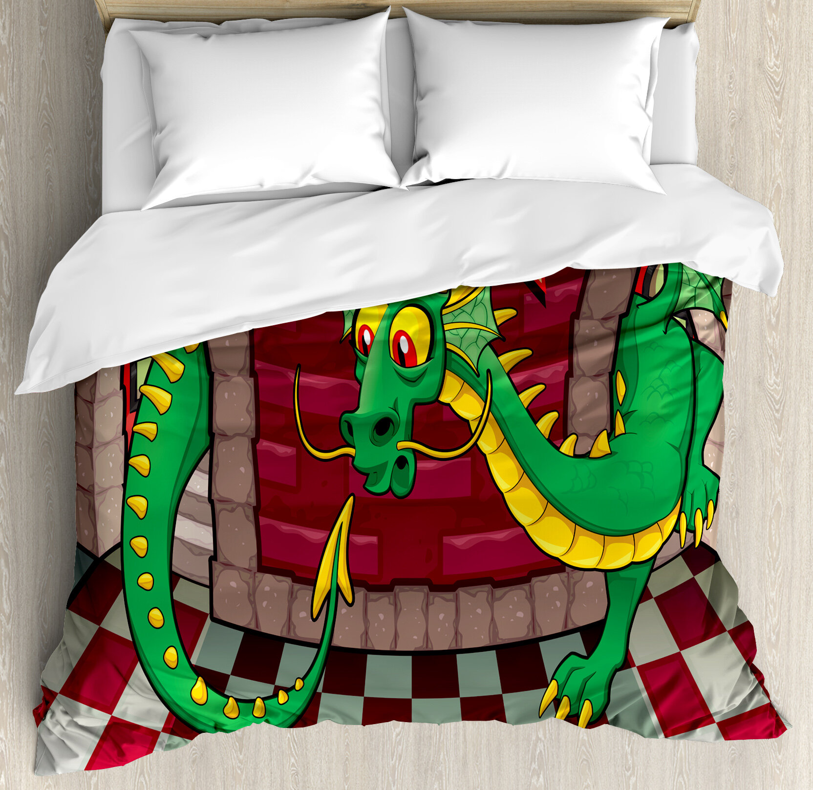 East Urban Home Cartoon Video Game Design Inside The Castle With Dragon Fantasy World Medieval Illustration Duvet Cover Set Wayfair