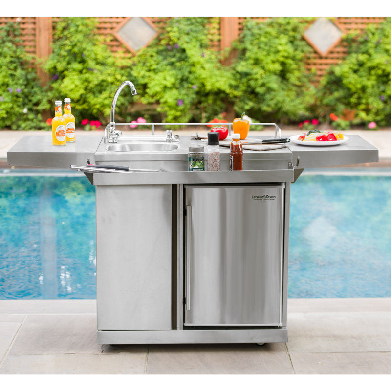 Leisure Season Outdoor Entertainment 62 Stainless Steel Free Standing Outdoor Sink Wayfair