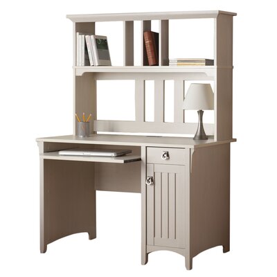 Three Posts Salina Computer Desk With Hutch Color Antique White