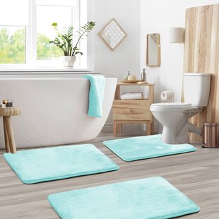 Microfiber Toilet Floor Mats Shell Stone Printed Bathroom Rugs Set Anti-slip Mat 