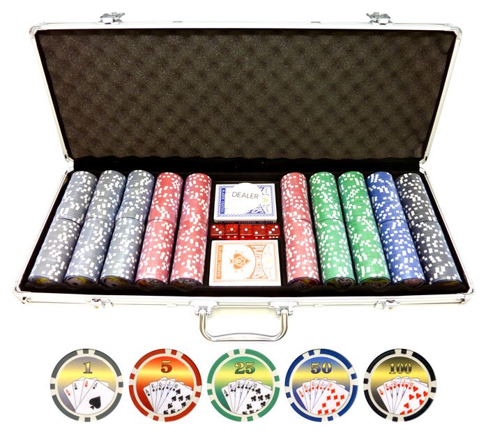 10,000 Starting Chips for 10 Players-Dealer Button and Cut Cards Poker Chip Set
