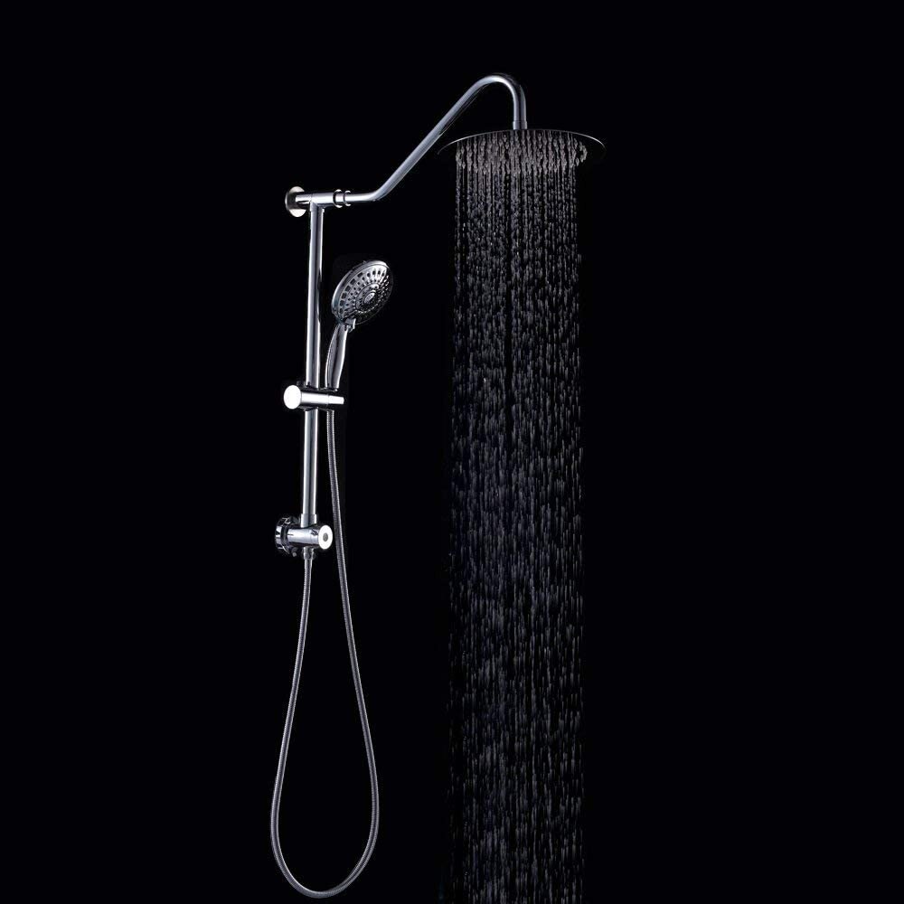 3.5 Shower Head with 60 Stainless Steel Hose LORDEAR Luxury Large High Pressure 6 Setting Water Flexible Removable Rain Message Detachable Handheld Shower Head Set with Holder Brushed Nickel 