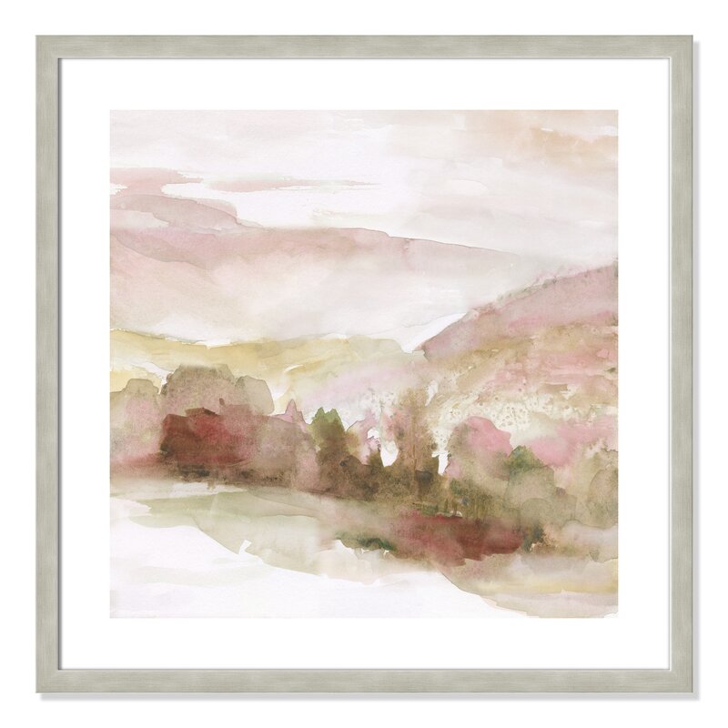 Brown/Pink 'Windscape II' Framed Watercolor Painting Print