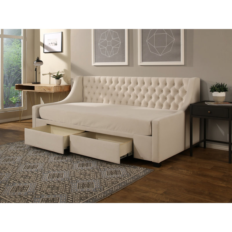 Darby Home Co Aron Upholstery Storage Twin Daybed Reviews Aron Upholstery Storage Twin Daybed