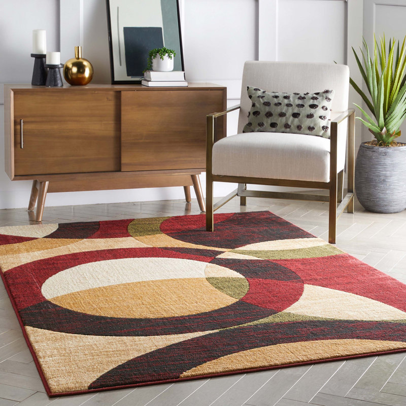 Bingo Red Modern Geometric Rug Rug Size: Rectangle 5'3" x 7'3"