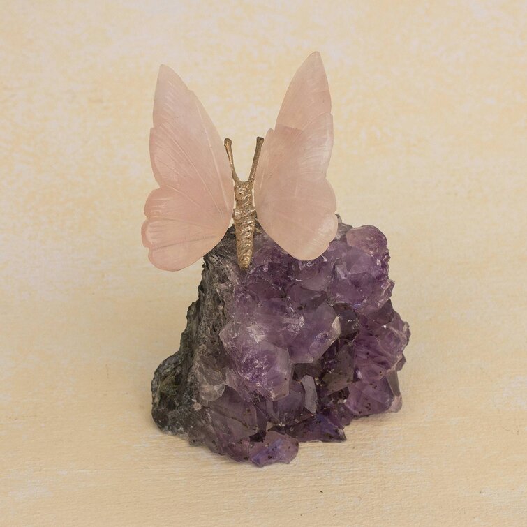 Carved pink amethyst butterfly