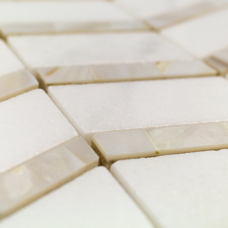 Ivy Hill Tile Blazon Thassos And Mother Of Pearl Herringbone Random Sized Marble Mosaic Tile Reviews Wayfair